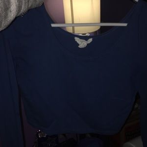 Blue long sleeve crop top